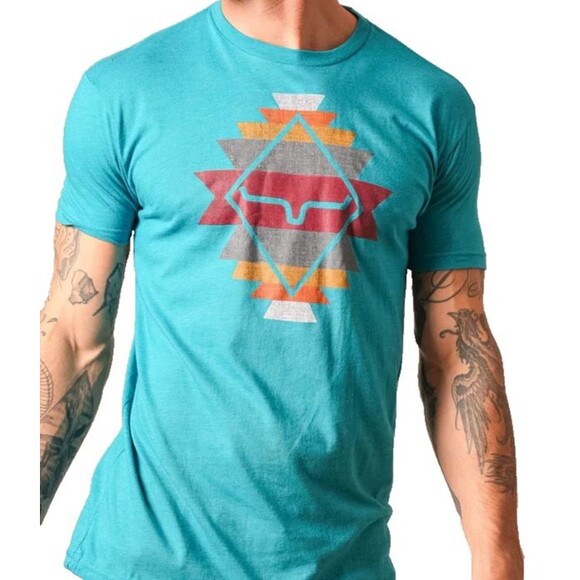 Kimes Ranch T-shirt Short Sleeve NEW with Tags Mens Sz Small Aztec Layers Teal - Picture 4 of 4